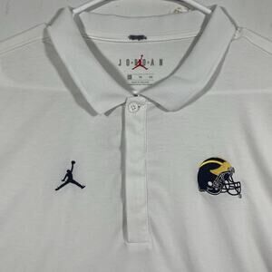 Jordan Michigan Wolverines Polo Shirt XL White Dri Fit